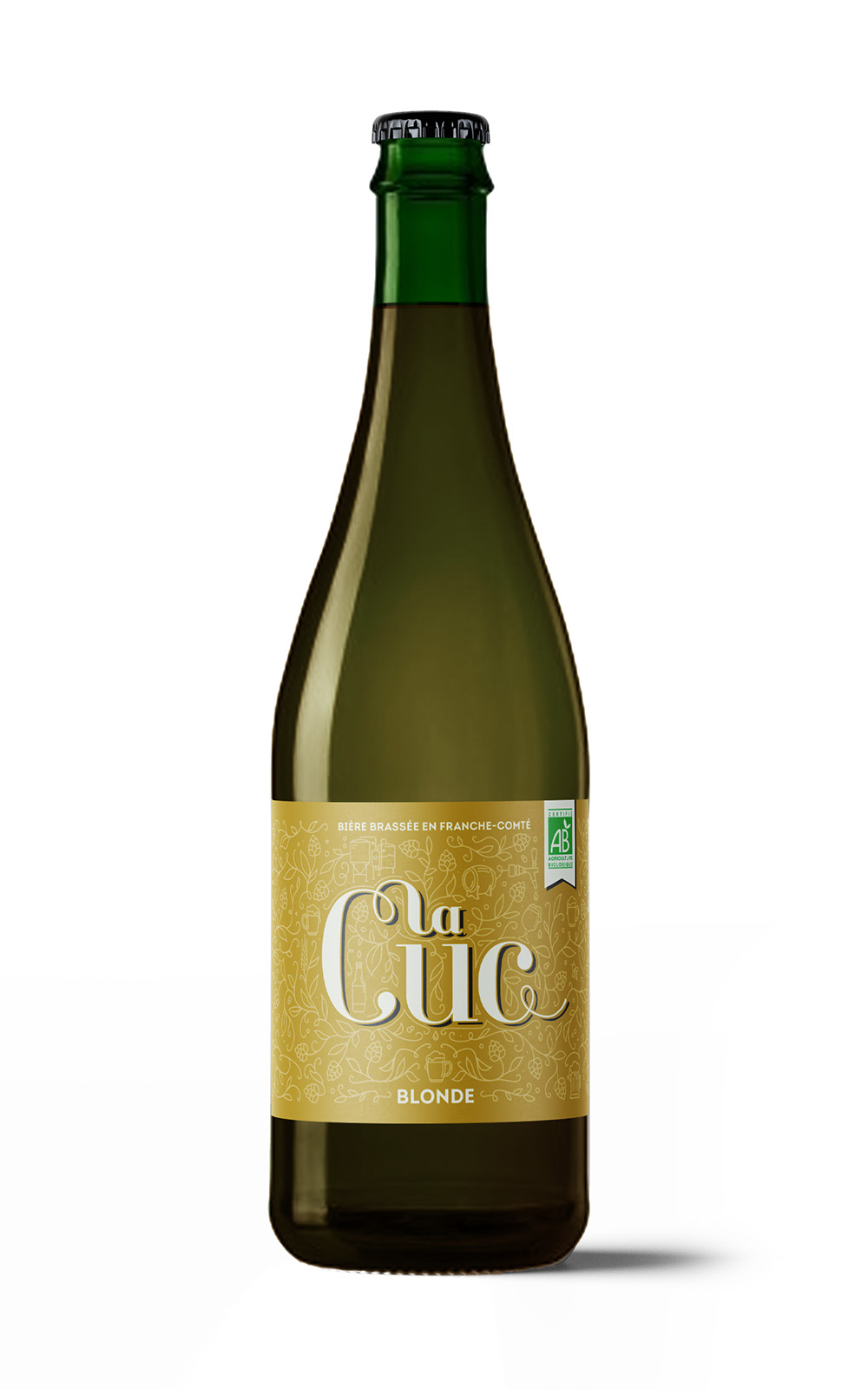 Vue rapprochée de l’étiquette Brasserie Cuc La Cuc Blonde